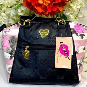 BETSEY JOHNSON BLACK,GREY, N PINK LUV BETSEY SATCHEL